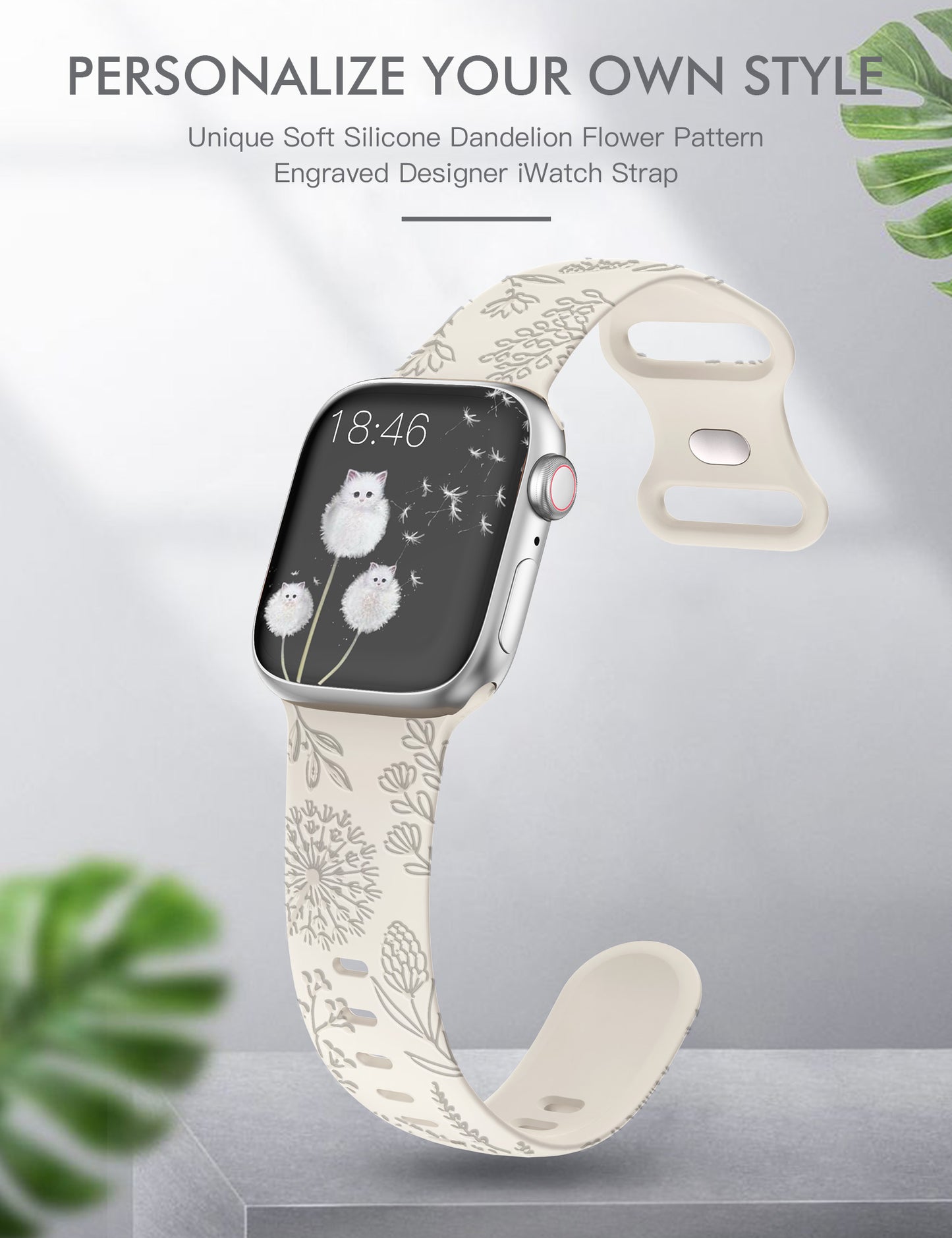 Minyee Floral Engraved Band Compatible with Apple Watch Bands 41mm 40mm 38mm 44mm 45mm 42mm 49mm Women, Cute Soft Silicone Flower Sport Fancy Summer Strap for iWatch Ultra 2, Series 9/8/7/6/5/4/3/2/1/SE