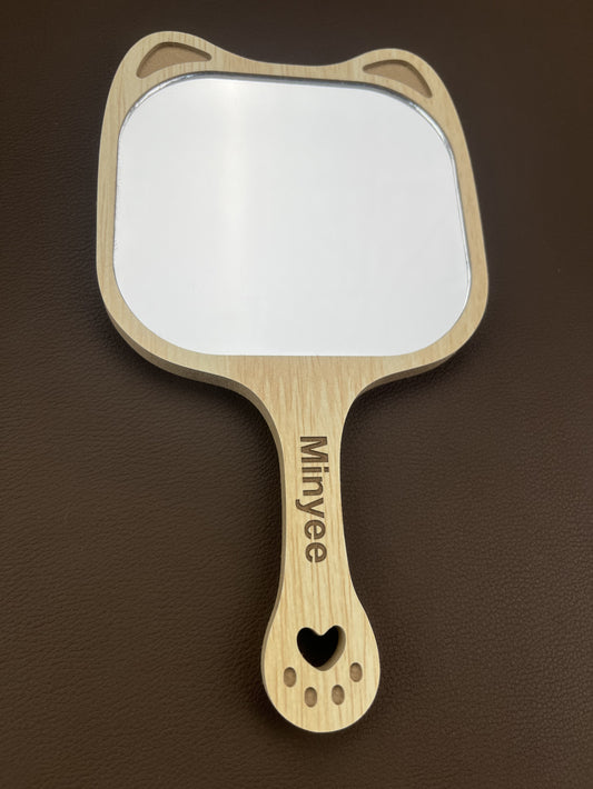 Minyee Hand Mirror,Natural wooden Handheld Mirror with Handle, Single-Sided Portable Travel Vanity Mirror for Women, multi-Purpose Handheld Mirror